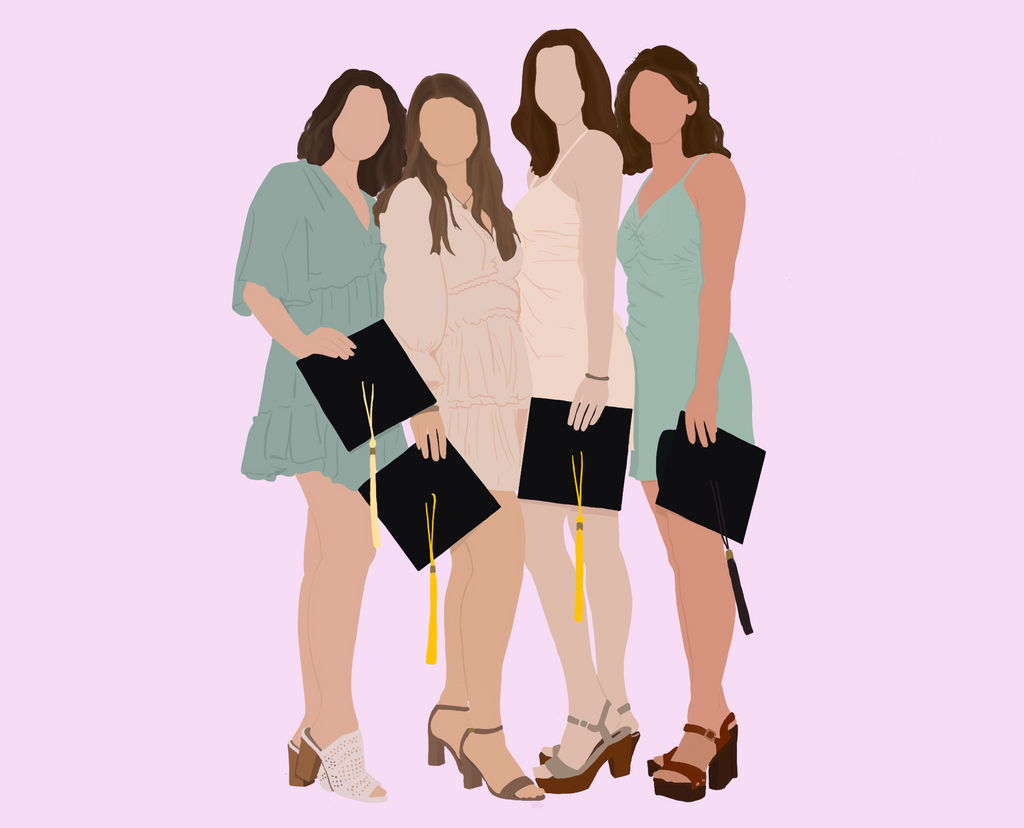 Custom digidrawing example - girls graduation
