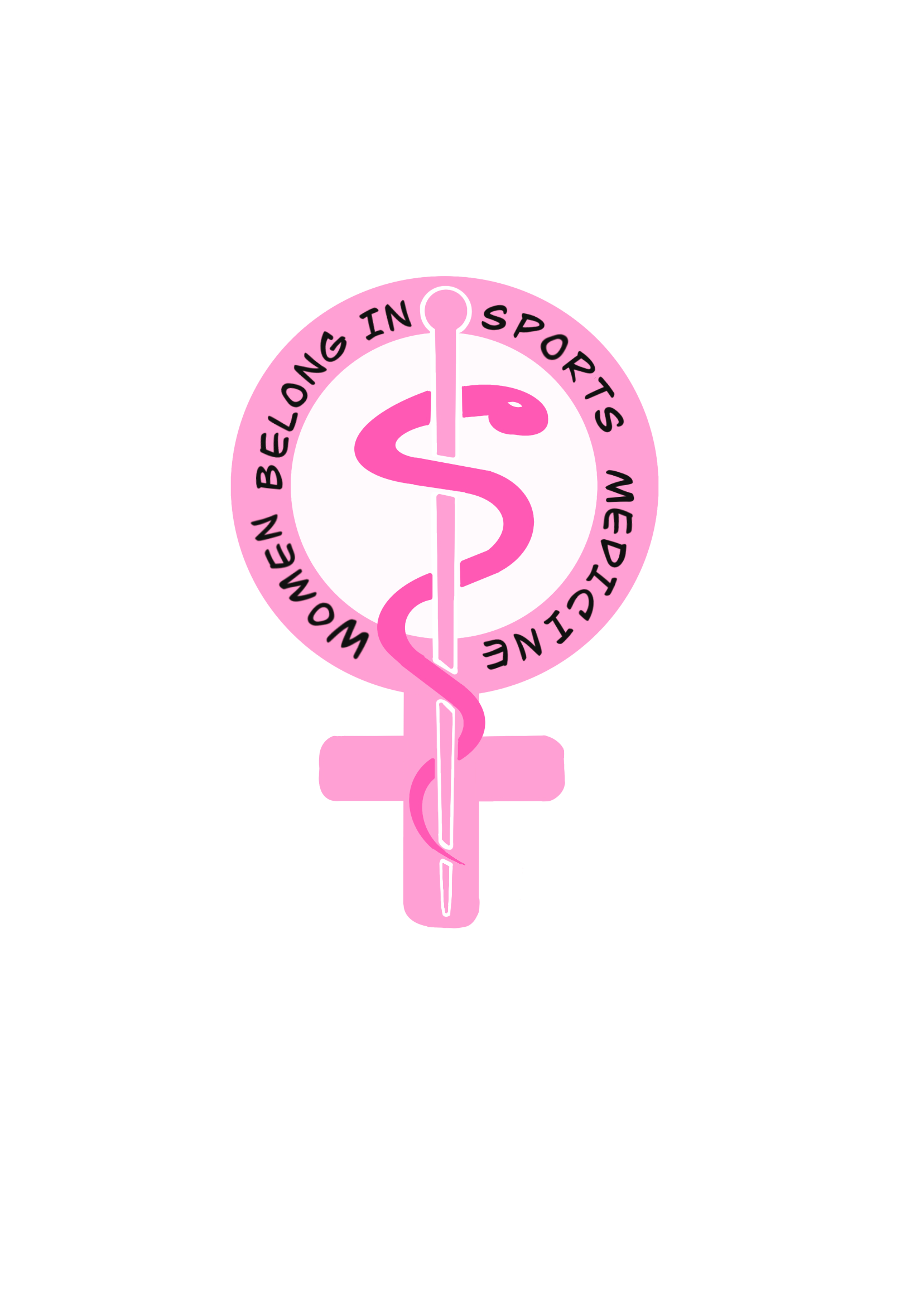 Women Belong In Sports Medicine sticker with Rod of Asclepius and female symbol